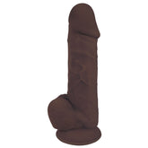 Fleshstixxx 8 Inch Silicone Dildo with Balls - Dark